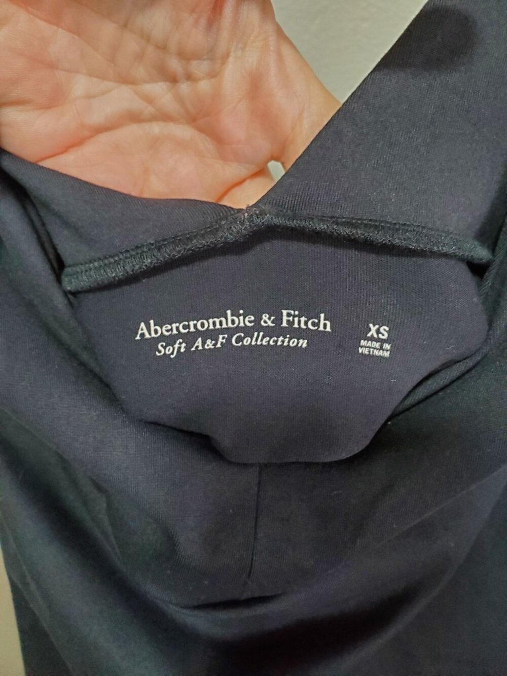 ABERCROMBIE & FITCH Bodycon Midi Dress Black XS V-Neck Stretch Empire Waist LBD - Picture 8 of 14